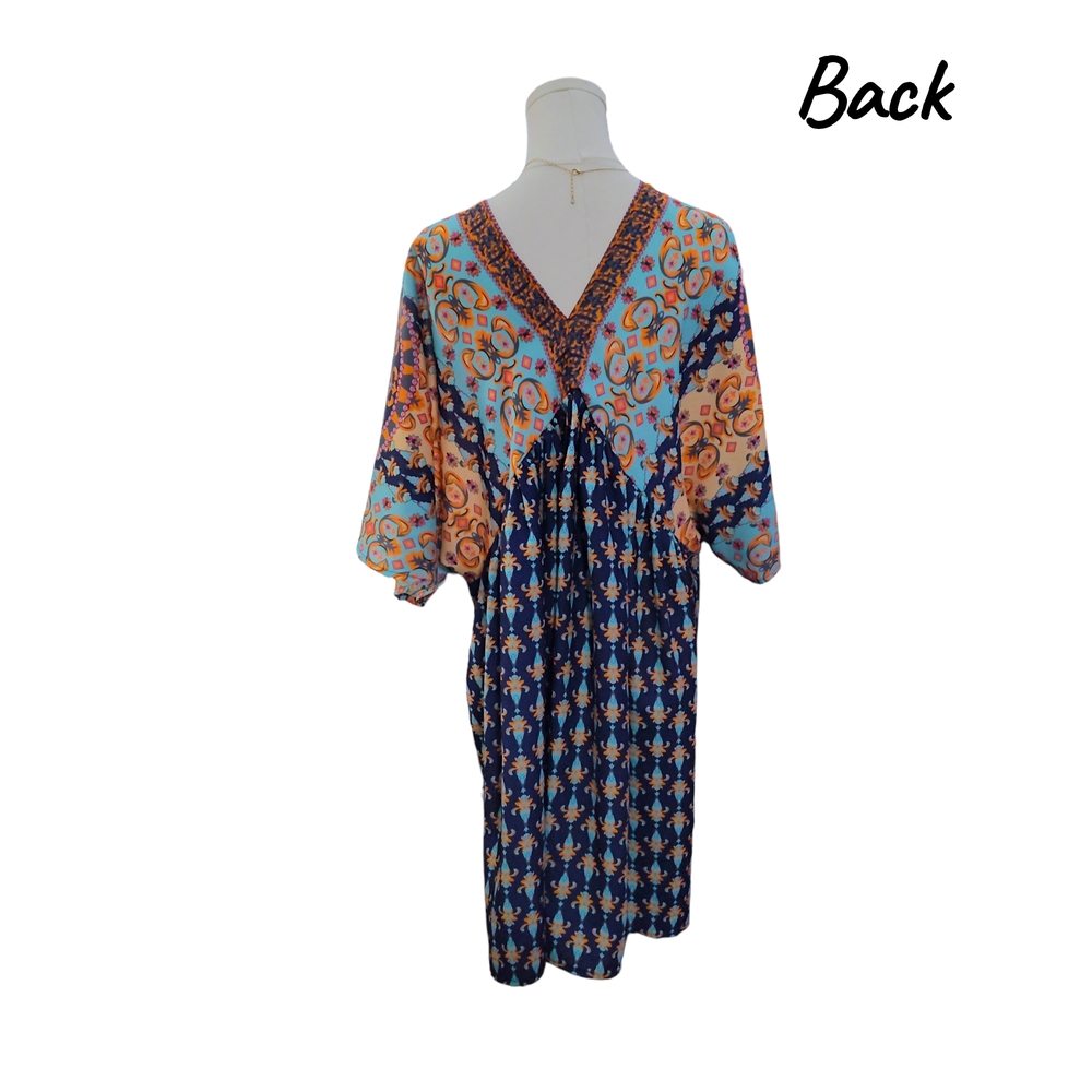 Bohemian Floral V-Neck Tunic Dress Womens 2X - Picture 6 of 8